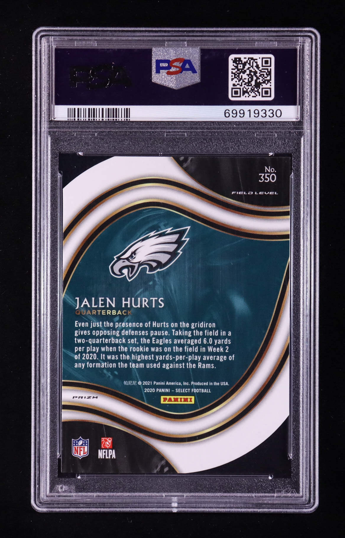 Jalen Hurts 2020 Select Prizm Red Die Cut #350 RC (PSA 10) at PristineAuction.com Jalen Hurts 2020 Select Prizm Red Die Cut #350 RC (PSA 10) at PristineAuction.com