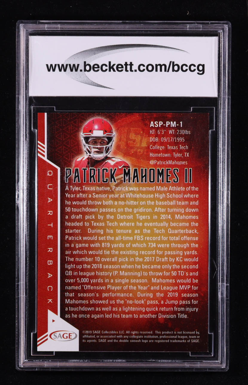 Patrick Mahomes II 2019 Sage Aspire Red #ASP-PM-1 (BCCG 10) at PristineAuction.com Patrick Mahomes II 2019 Sage Aspire Red #ASP-PM-1 (BCCG 10) at PristineAuction.com