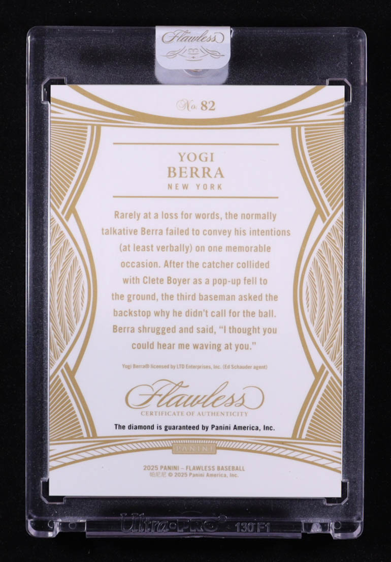 Yogi Berra 2025 Panini Flawless #82 #18/25 at PristineAuction.com Yogi Berra 2025 Panini Flawless #82 #18/25 at PristineAuction.com