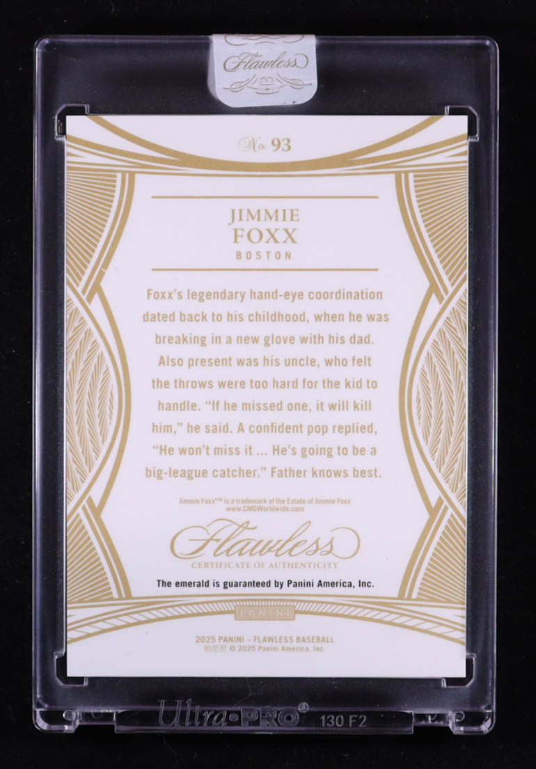 Jimmie Foxx 2025 Panini Flawless Emerald #93 #3/5 at PristineAuction.com Jimmie Foxx 2025 Panini Flawless Emerald #93 #3/5 at PristineAuction.com