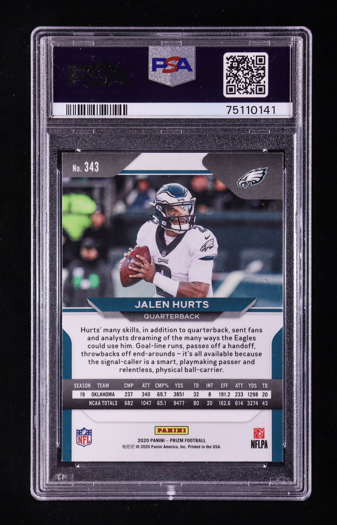 Jalen Hurts 2020 Panini Prizm #343A RC (PSA 10) at PristineAuction.com Jalen Hurts 2020 Panini Prizm #343A RC (PSA 10) at PristineAuction.com