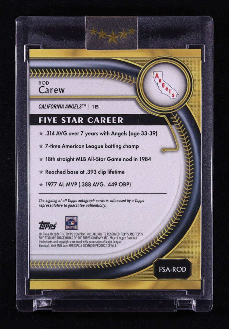 Rod Carew 2024 Topps Five Star Autographs Green #FSAROD #10/15 at PristineAuction.com Rod Carew 2024 Topps Five Star Autographs Green #FSAROD #10/15 at PristineAuction.com