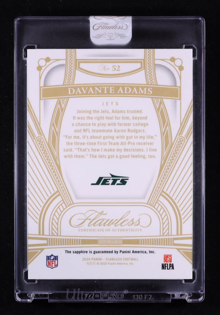 Davante Adams 2024 Panini Flawless Sapphire #52 #02/15 at PristineAuction.com Davante Adams 2024 Panini Flawless Sapphire #52 #02/15 at PristineAuction.com