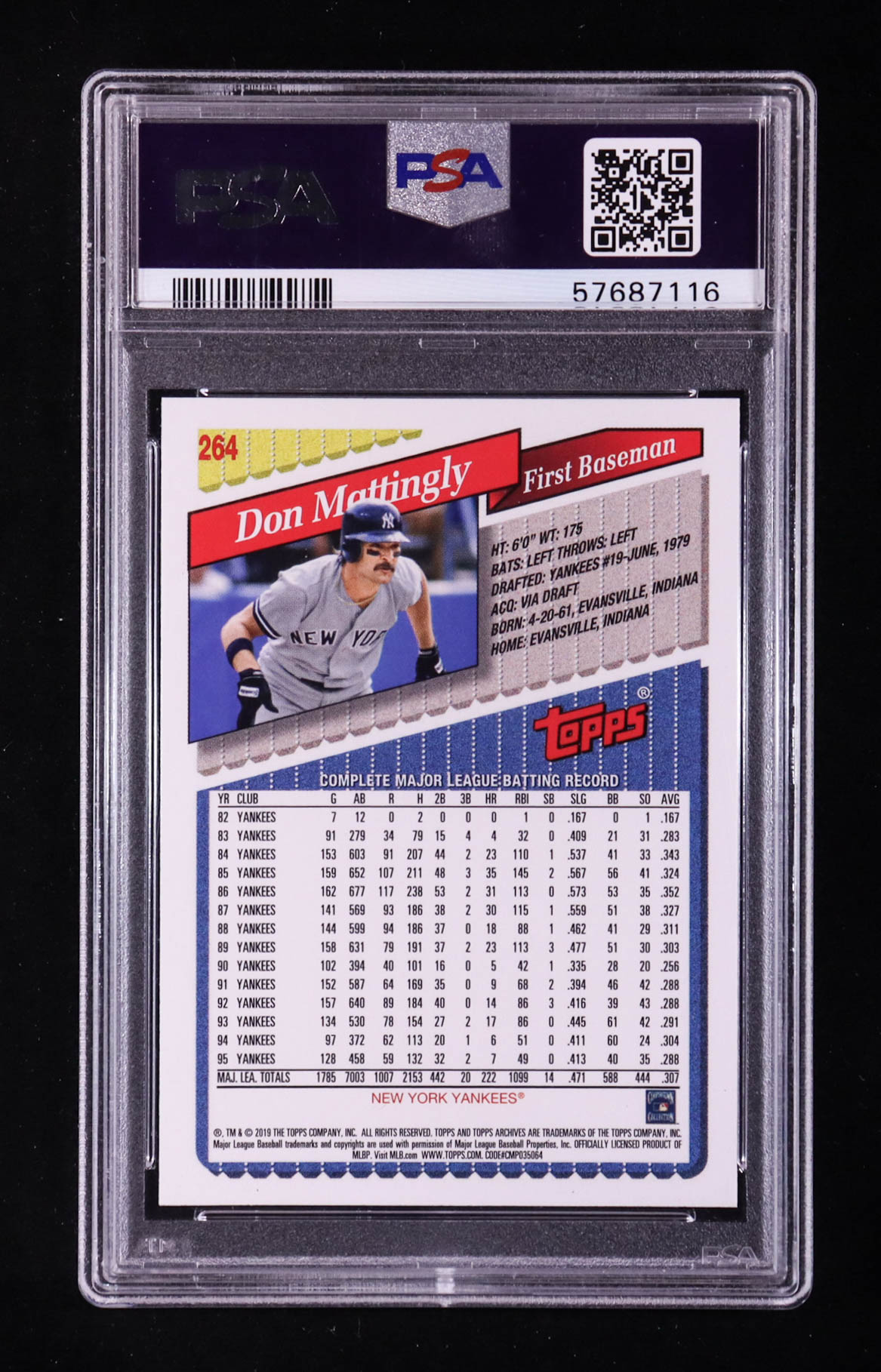 Don Mattingly 2019 Topps Archives #264 (PSA 10) at PristineAuction.com Don Mattingly 2019 Topps Archives #264 (PSA 10) at PristineAuction.com