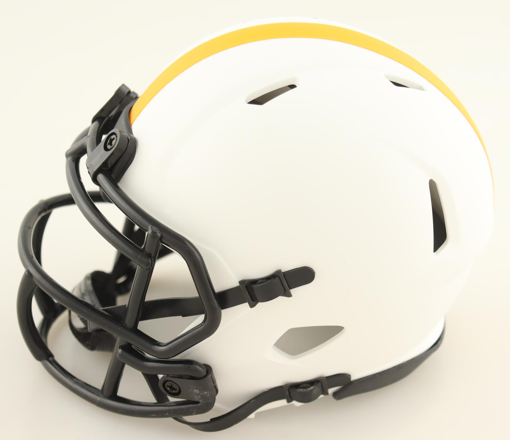 John Rienstra Signed Steelers Lunar Eclipse Alternate Speed Mini Helmet Inscribed "The Rhino" (JSA) at PristineAuction.com John Rienstra Signed Steelers Lunar Eclipse Alternate Speed Mini Helmet Inscribed "The Rhino" (JSA) at PristineAuction.com