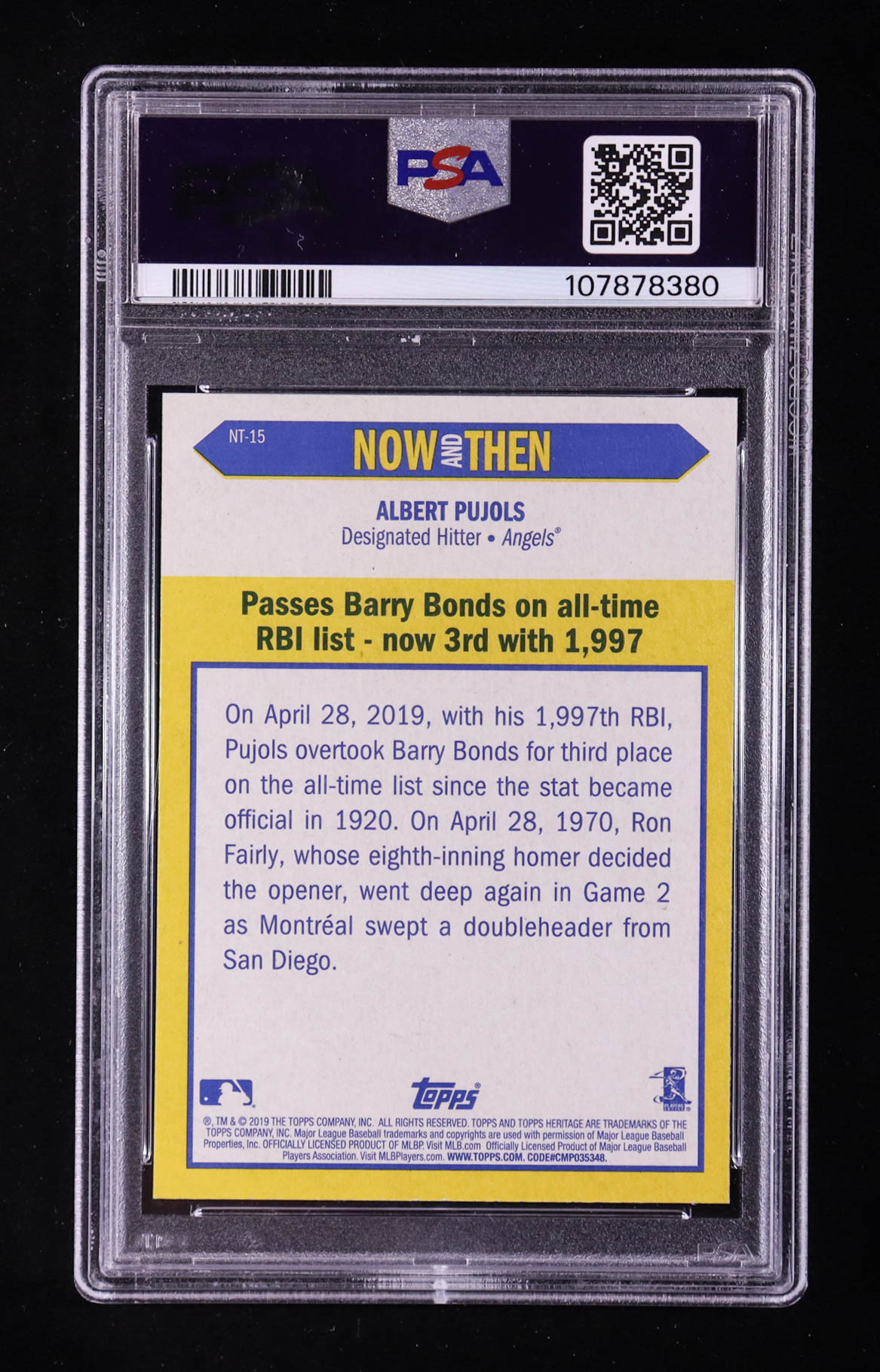 Albert Pujols 2019 Topps Heritage Now and Then #NT15 (PSA 10) at PristineAuction.com Albert Pujols 2019 Topps Heritage Now and Then #NT15 (PSA 10) at PristineAuction.com