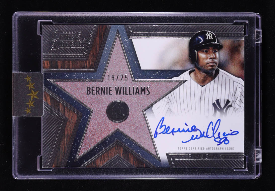 Bernie Williams 2025 Topps Five Star Stars and Stitches Autographs #SSBW #19/25 at PristineAuction.com Bernie Williams 2025 Topps Five Star Stars and Stitches Autographs #SSBW #19/25 at PristineAuction.com