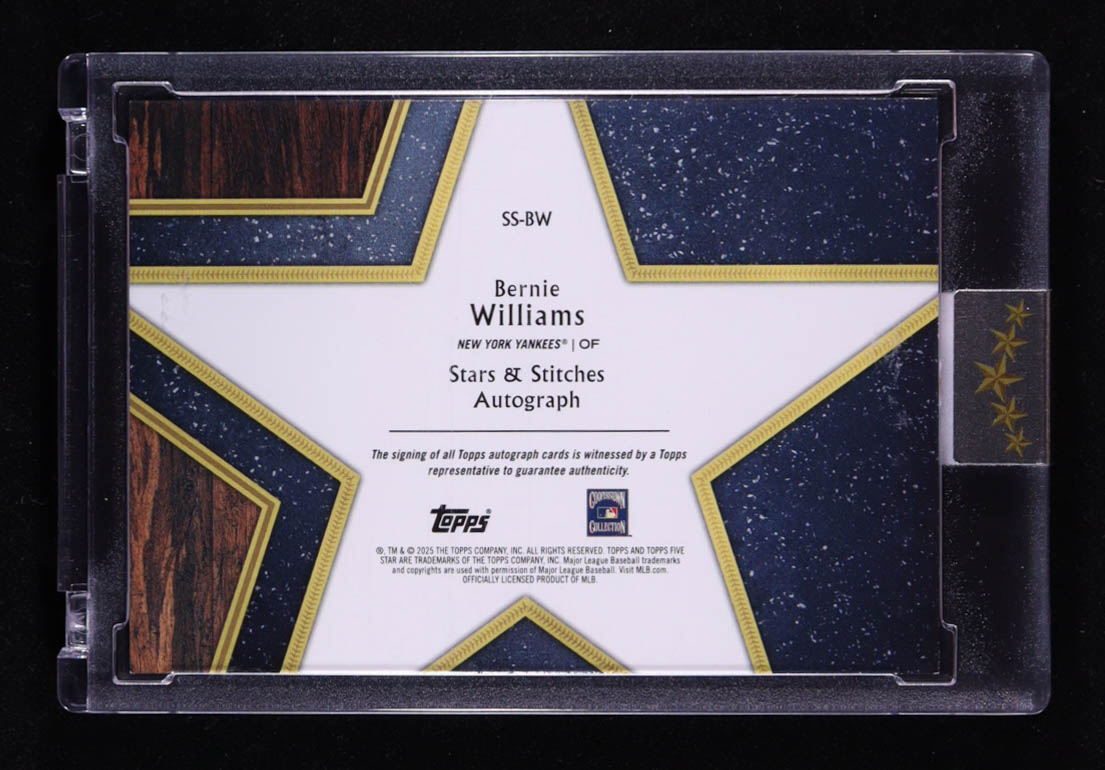 Bernie Williams 2025 Topps Five Star Stars and Stitches Autographs #SSBW #19/25 at PristineAuction.com Bernie Williams 2025 Topps Five Star Stars and Stitches Autographs #SSBW #19/25 at PristineAuction.com