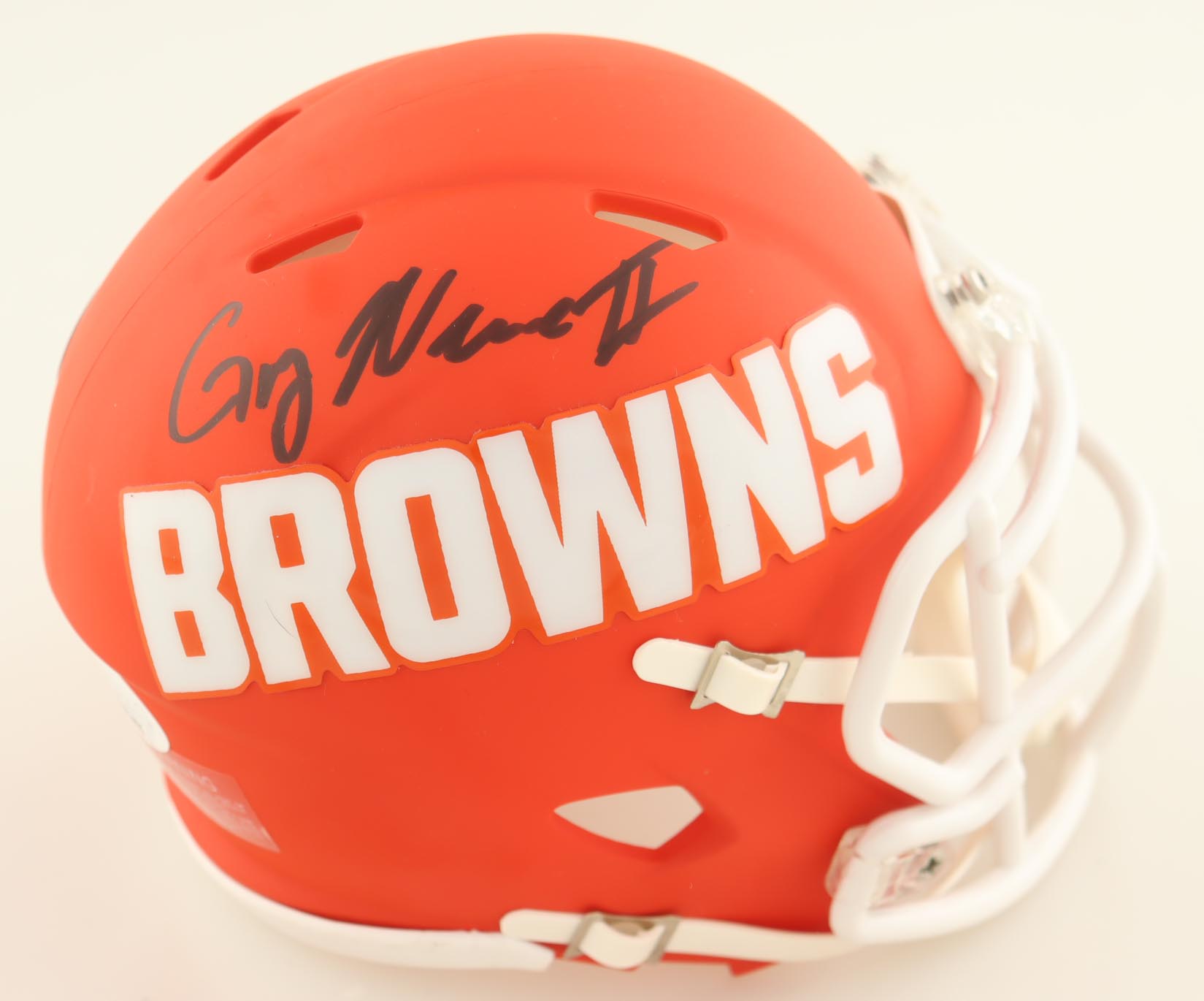 Greg Newsome II Signed Browns AMP Alternate Speed Mini Helmet (JSA) at PristineAuction.com Greg Newsome II Signed Browns AMP Alternate Speed Mini Helmet (JSA) at PristineAuction.com