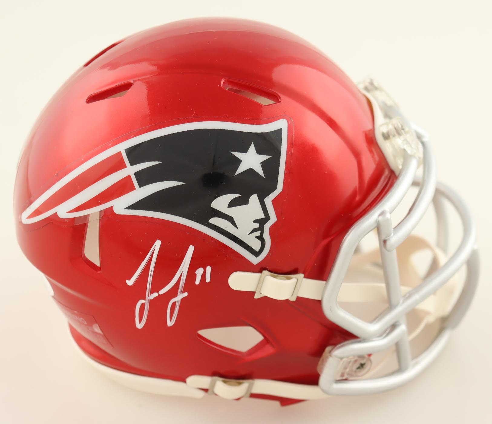 Jonathan Jones Signed Patriots Flash Alternate Speed Mini Helmet (JSA) at PristineAuction.com Jonathan Jones Signed Patriots Flash Alternate Speed Mini Helmet (JSA) at PristineAuction.com