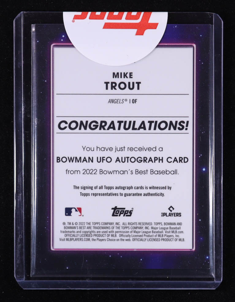 Mike Trout 2022 Bowman's Best UFO Autographs Refractors #UFOAMT EXCH #046/250 at PristineAuction.com Mike Trout 2022 Bowman's Best UFO Autographs Refractors #UFOAMT EXCH #046/250 at PristineAuction.com