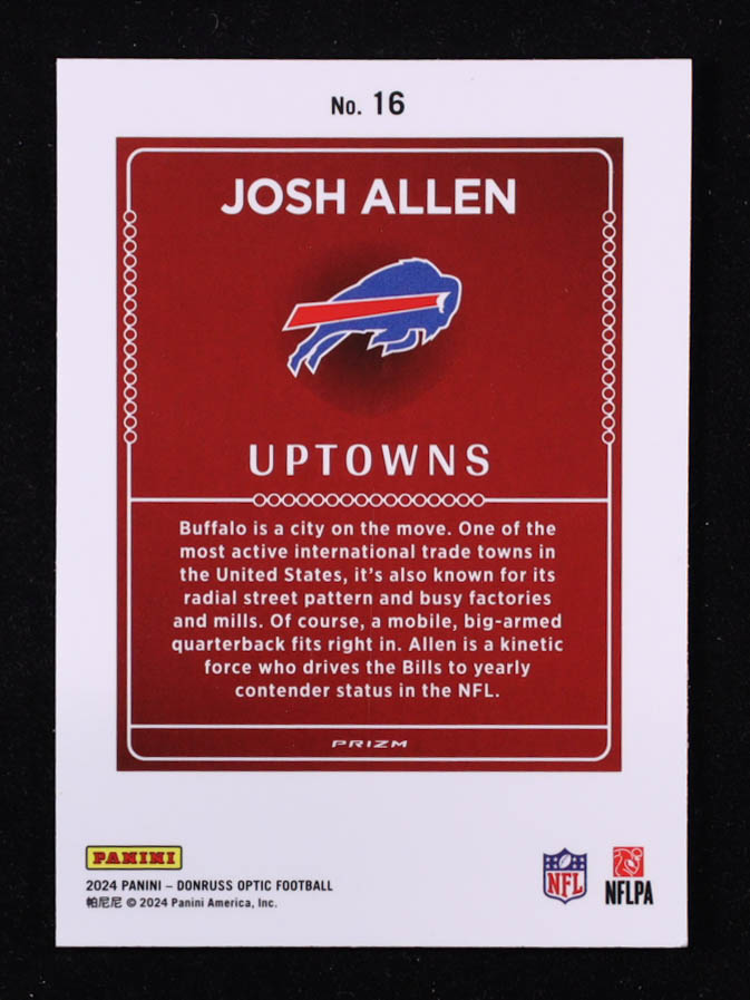Josh Allen 2024 Donruss Optic Uptowns #16 at PristineAuction.com Josh Allen 2024 Donruss Optic Uptowns #16 at PristineAuction.com