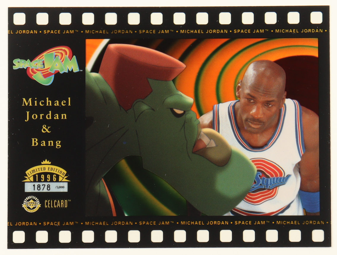 Michael Jordan LE 1996 Upper Deck "Space Jam" Film Cel Card at PristineAuction.com Michael Jordan LE 1996 Upper Deck "Space Jam" Film Cel Card at PristineAuction.com
