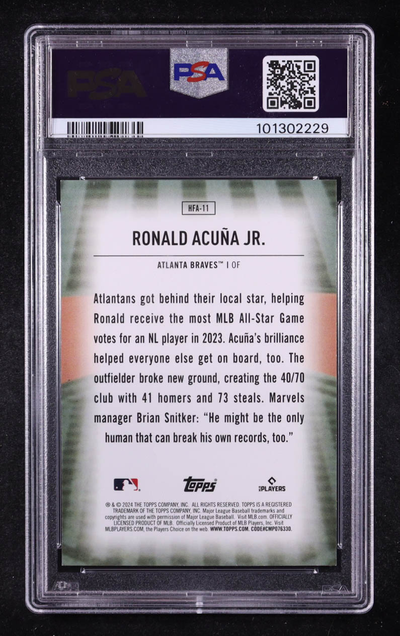 Ronald Acuna Jr. 2024 Topps Home Field Advantage #HFA11 (PSA 8) at PristineAuction.com Ronald Acuna Jr. 2024 Topps Home Field Advantage #HFA11 (PSA 8) at PristineAuction.com