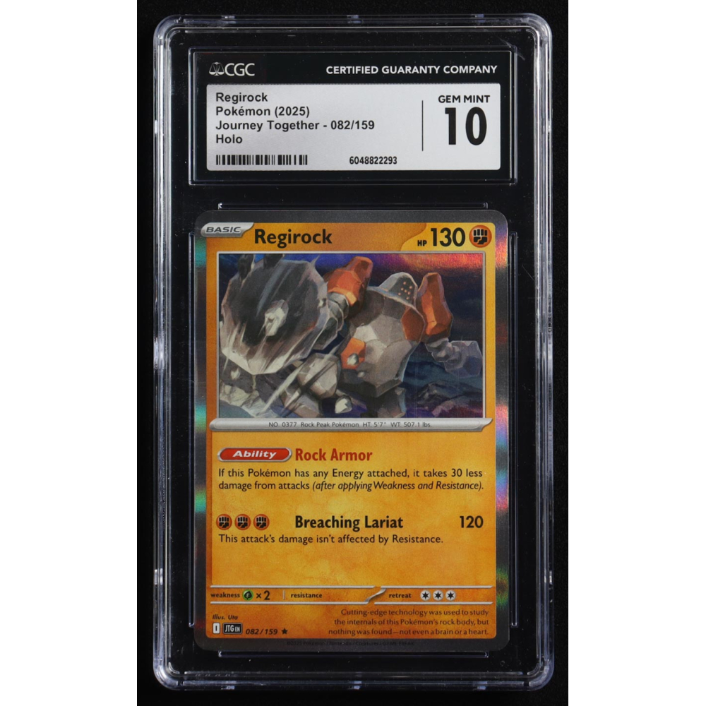 Regirock 2025 Pokemon Journey Together #082 (CGC 10) at PristineAuction.com