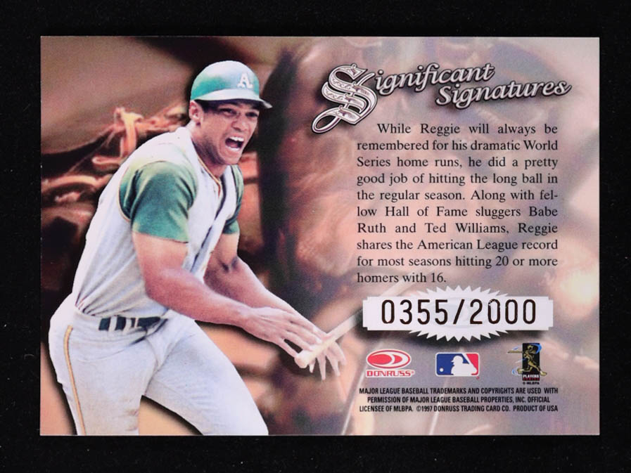 Reggie Jackson 1997 Donruss Signature Series Significant Signatures #11 #0355/2000 at PristineAuction.com Reggie Jackson 1997 Donruss Signature Series Significant Signatures #11 #0355/2000 at PristineAuction.com