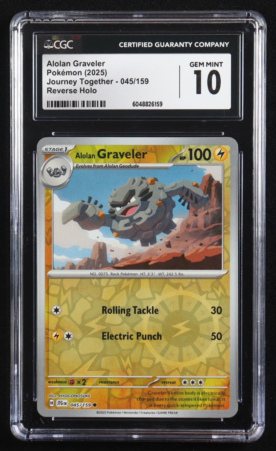 Alolan Graveler 2025 Pokemon Journey Together #045 (CGC 10) at PristineAuction.com Alolan Graveler 2025 Pokemon Journey Together #045 (CGC 10) at PristineAuction.com