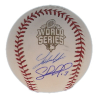 Salvador Perez & Johnny Cueto Signed 2015 World Series Logo Baseball (Beckett & JSA) at PristineAuction.com