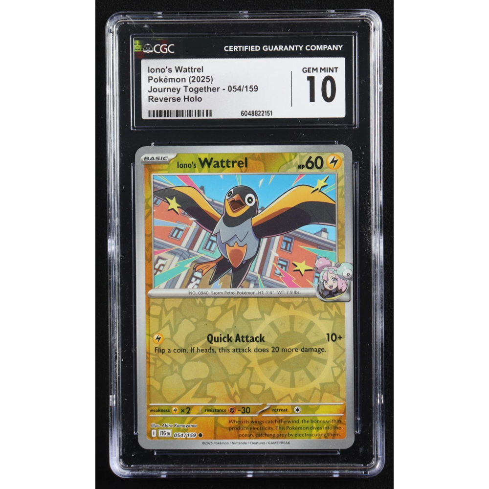 Iono's Wattrel 2025 Pokemon Journey Together #054 (CGC 10) at PristineAuction.com
