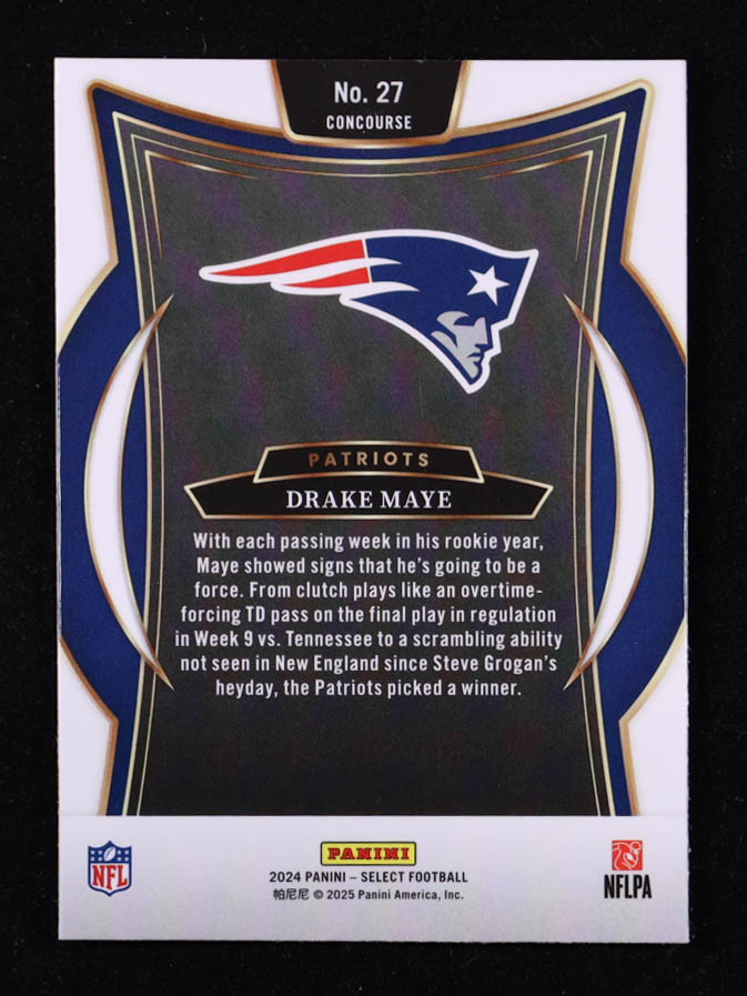 Drake Maye 2024 Select #27 RC at PristineAuction.com Drake Maye 2024 Select #27 RC at PristineAuction.com