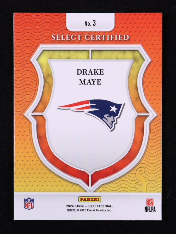 Drake Maye 2024 Select Select Certified Rookies #3 RC at PristineAuction.com Drake Maye 2024 Select Select Certified Rookies #3 RC at PristineAuction.com