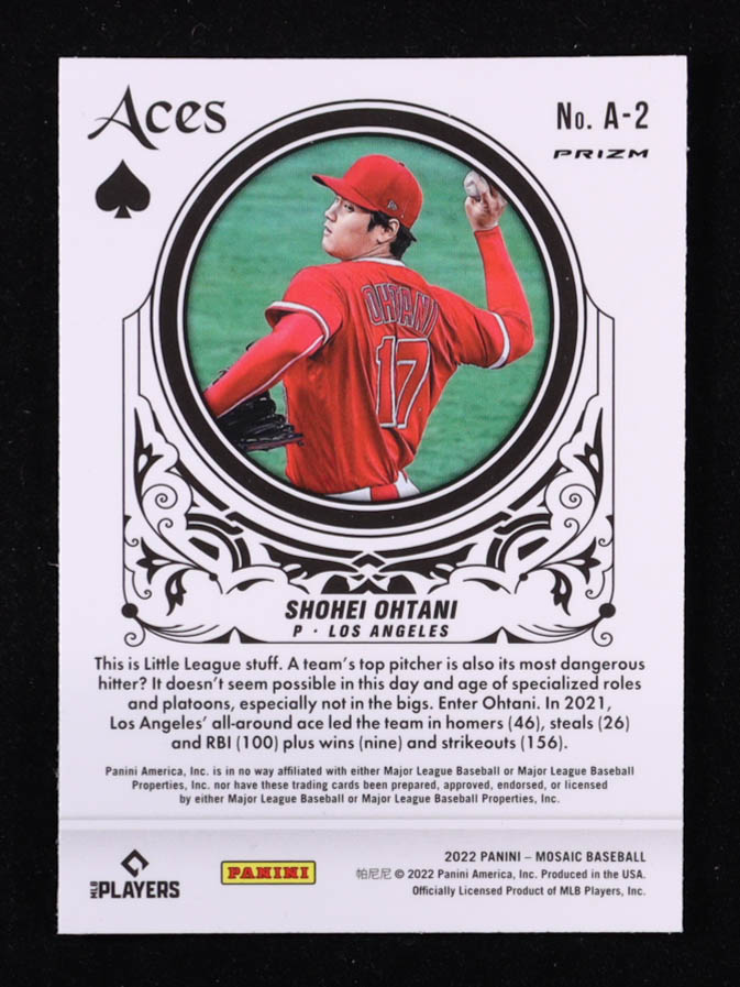 Shohei Ohtani 2022 Panini Mosaic Aces Mosaic #2 at PristineAuction.com Shohei Ohtani 2022 Panini Mosaic Aces Mosaic #2 at PristineAuction.com