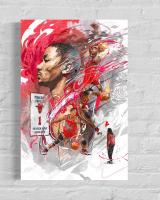 Derrick Rose Bulls Custom 14x20 Canvas at PristineAuction.com