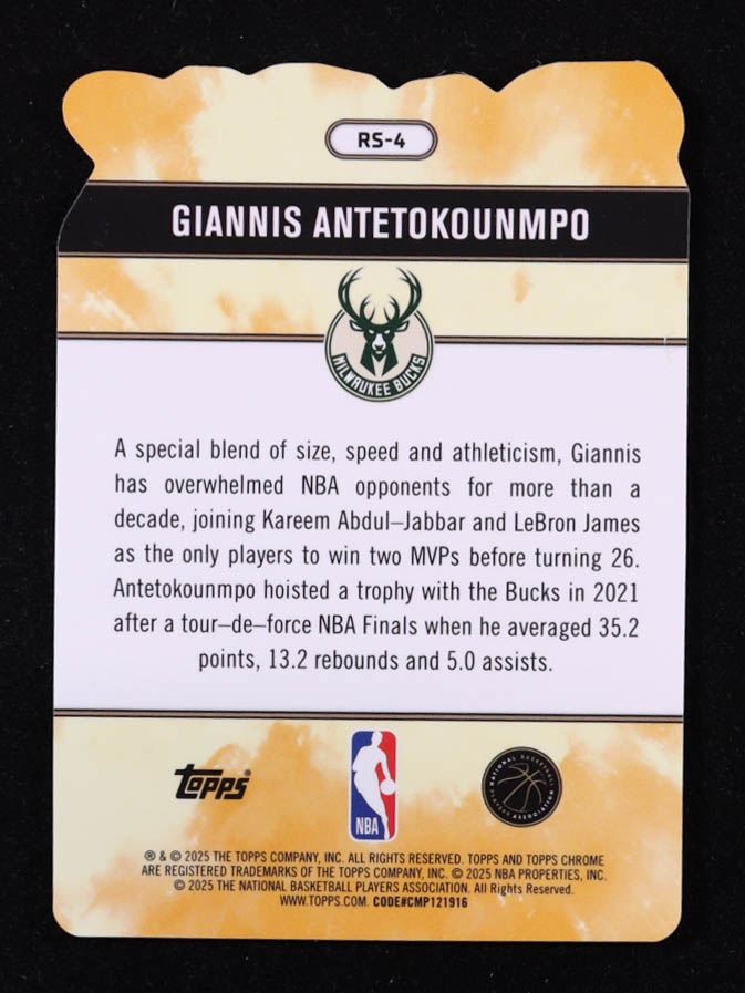 Giannis Antetokounmpo 2025-26 Topps Chrome Rock Stars #RS4 at PristineAuction.com Giannis Antetokounmpo 2025-26 Topps Chrome Rock Stars #RS4 at PristineAuction.com