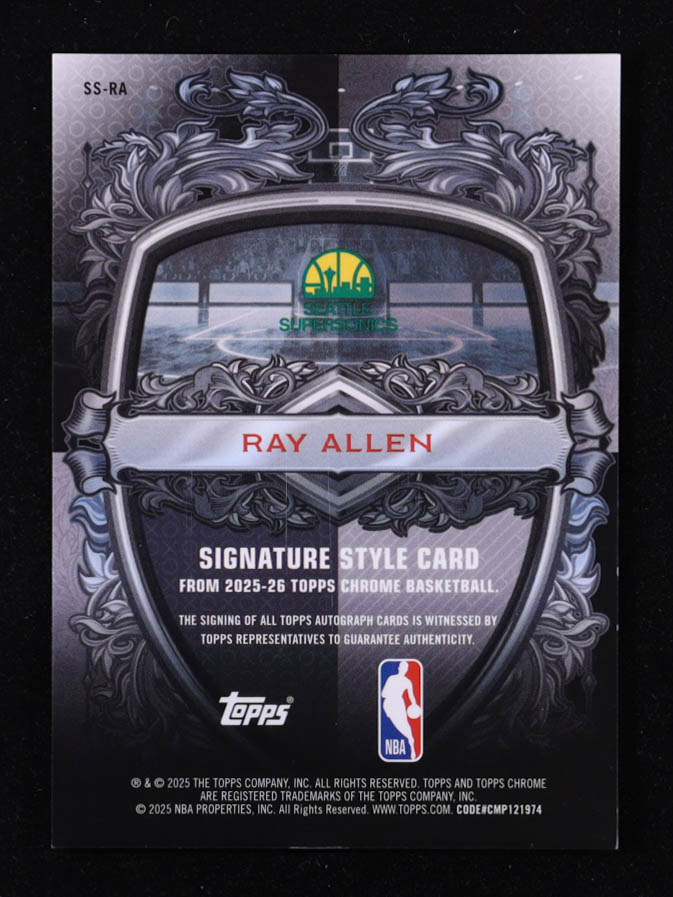 Ray Allen 2025-26 Topps Chrome Signature Style #SSRA at PristineAuction.com Ray Allen 2025-26 Topps Chrome Signature Style #SSRA at PristineAuction.com