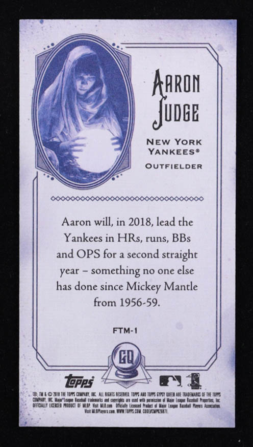 Aaron Judge 2018 Topps Gypsy Queen Fortune Teller Mini #FTM1 at PristineAuction.com Aaron Judge 2018 Topps Gypsy Queen Fortune Teller Mini #FTM1 at PristineAuction.com
