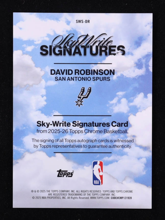 David Robinson 2025-26 Topps Chrome Sky Write Autographs #SWSDR at PristineAuction.com David Robinson 2025-26 Topps Chrome Sky Write Autographs #SWSDR at PristineAuction.com