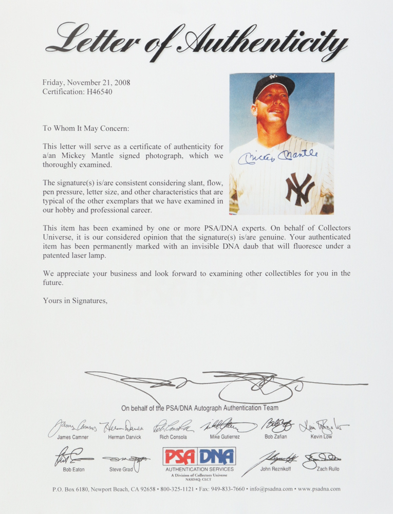 Mickey Mantle Signed Yankees 8x10 Photo (PSA) at PristineAuction.com Mickey Mantle Signed Yankees 8x10 Photo (PSA) at PristineAuction.com