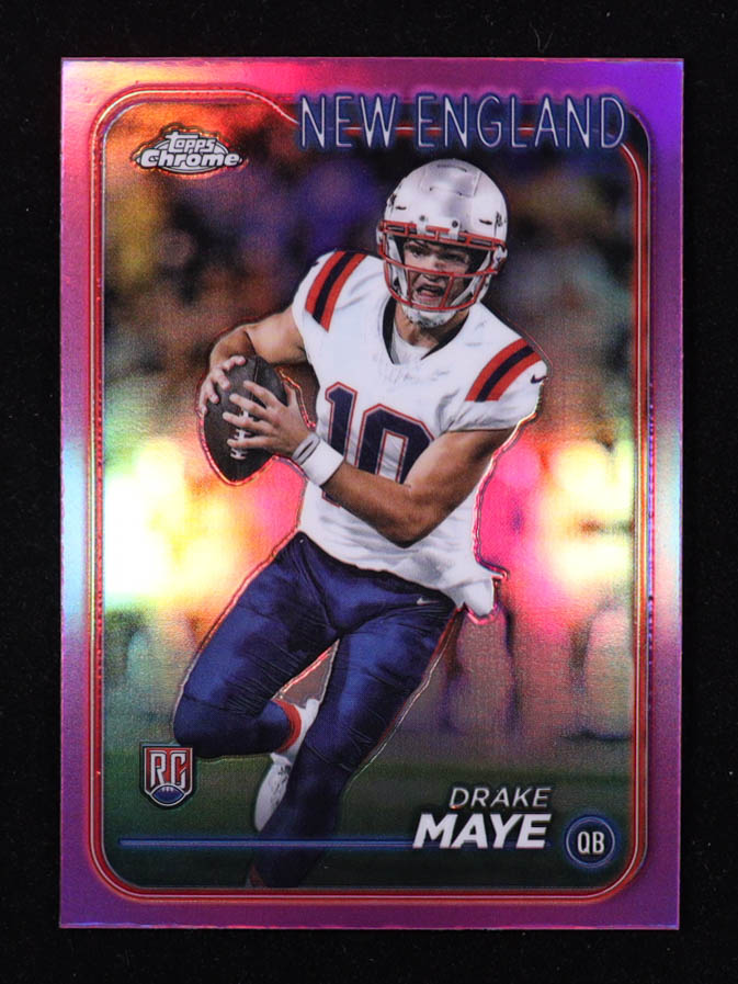 Drake Maye 2024 Topps Chrome Pink Refractors #203 RC at PristineAuction.com Drake Maye 2024 Topps Chrome Pink Refractors #203 RC at PristineAuction.com