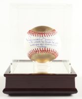 Mariano Rivera Signed Gold OML Baseball with Extensive Inscription in Display Case (Beckett) at PristineAuction.com