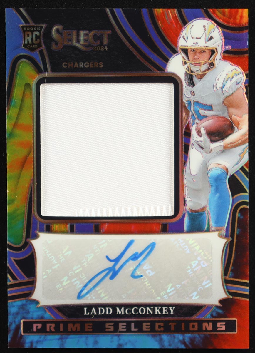 Ladd McConkey 2024 Select Prime Selections Signatures Prizm Tie Dye #10 #19/25 RC at PristineAuction.com Ladd McConkey 2024 Select Prime Selections Signatures Prizm Tie Dye #10 #19/25 RC at PristineAuction.com