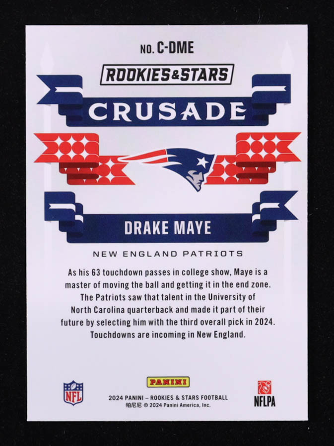 Drake Maye 2024 Rookies and Stars Crusade Longevity #22 RC at PristineAuction.com Drake Maye 2024 Rookies and Stars Crusade Longevity #22 RC at PristineAuction.com