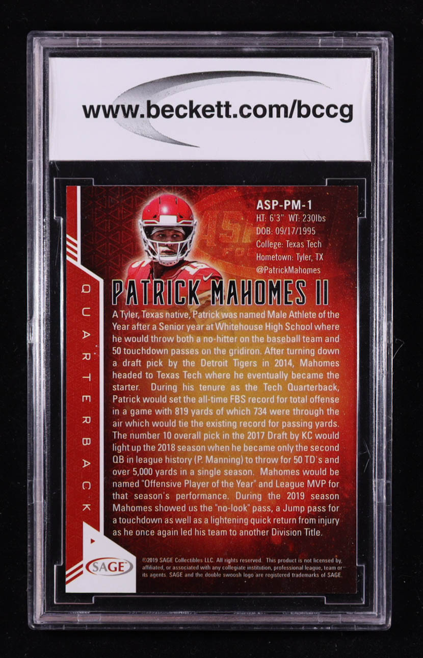 Patrick Mahomes II 2019 Sage Aspire Red #ASP-PM-1 (BCCG 10) at PristineAuction.com Patrick Mahomes II 2019 Sage Aspire Red #ASP-PM-1 (BCCG 10) at PristineAuction.com