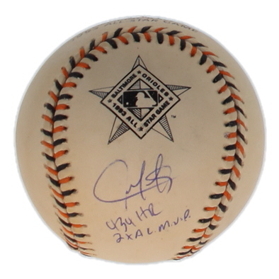 Juan Gonzalez Signed 1993 All-Star Game Logo Baseball Inscribed "434 HR, 2X AL MVP" (Beckett) at PristineAuction.com Juan Gonzalez Signed 1993 All-Star Game Logo Baseball Inscribed "434 HR, 2X AL MVP" (Beckett) at PristineAuction.com