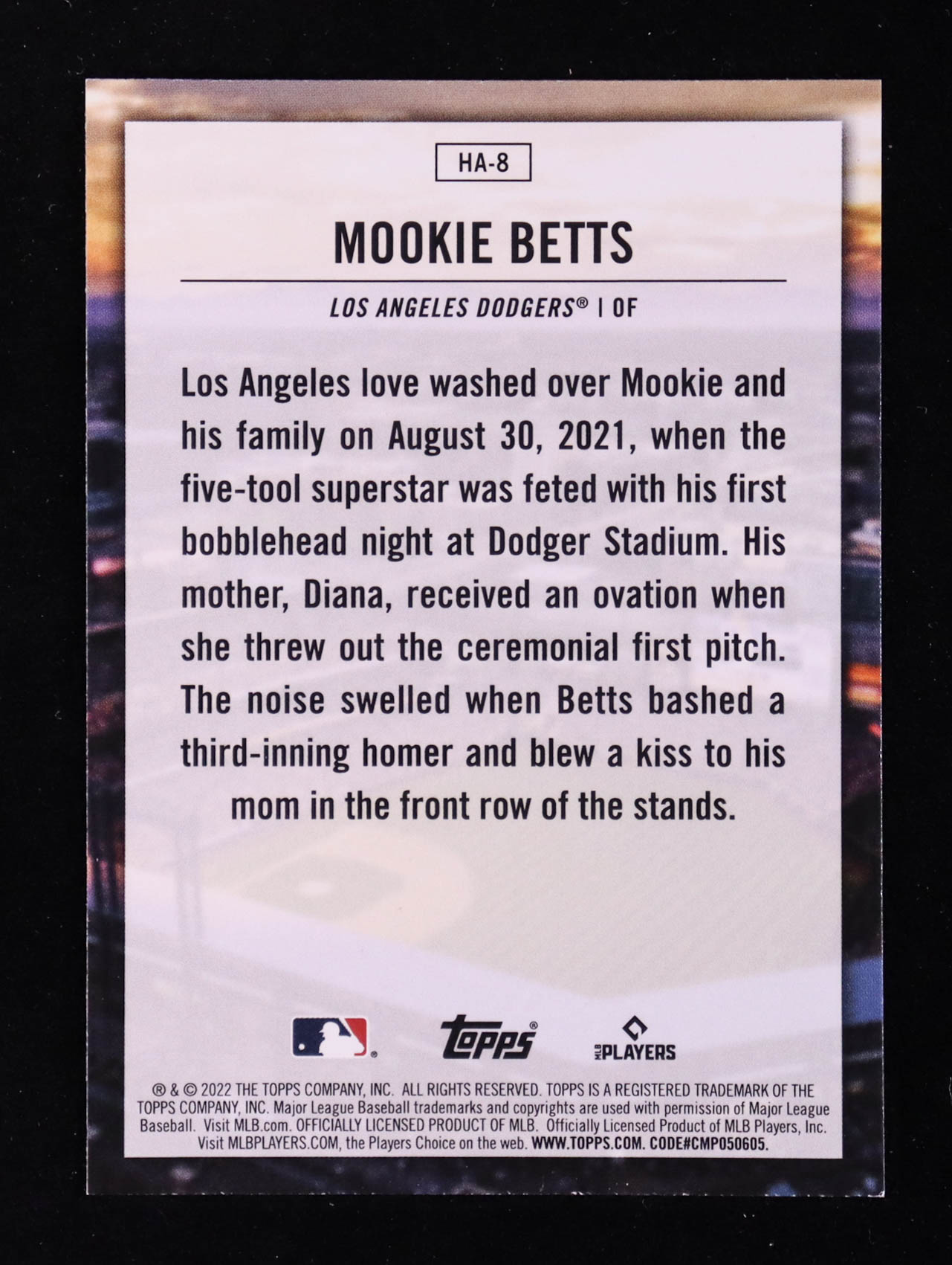 Mookie Betts 2022 Topps Home Field Advantage #HA8 at PristineAuction.com Mookie Betts 2022 Topps Home Field Advantage #HA8 at PristineAuction.com