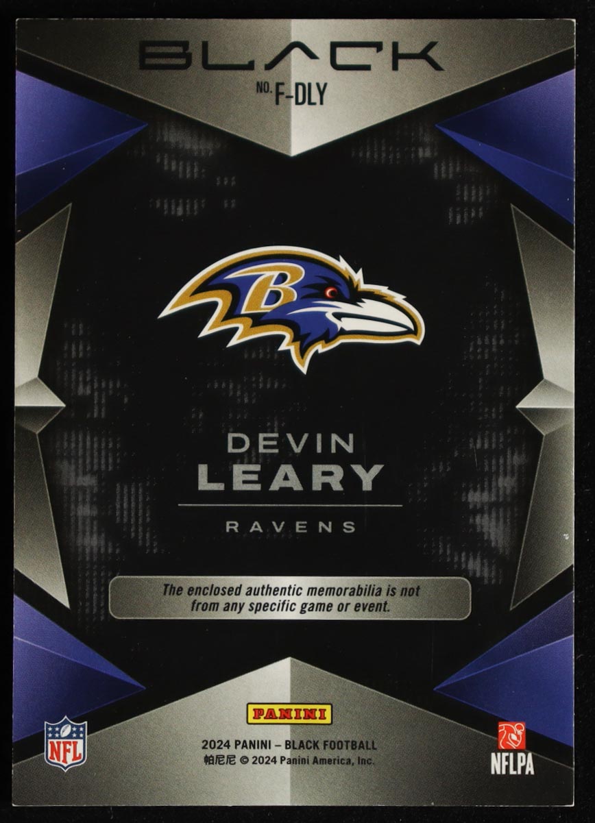Devin Leary 2024 Panini Black Futuristic Jerseys Gold #25 #06/10 RC at PristineAuction.com Devin Leary 2024 Panini Black Futuristic Jerseys Gold #25 #06/10 RC at PristineAuction.com