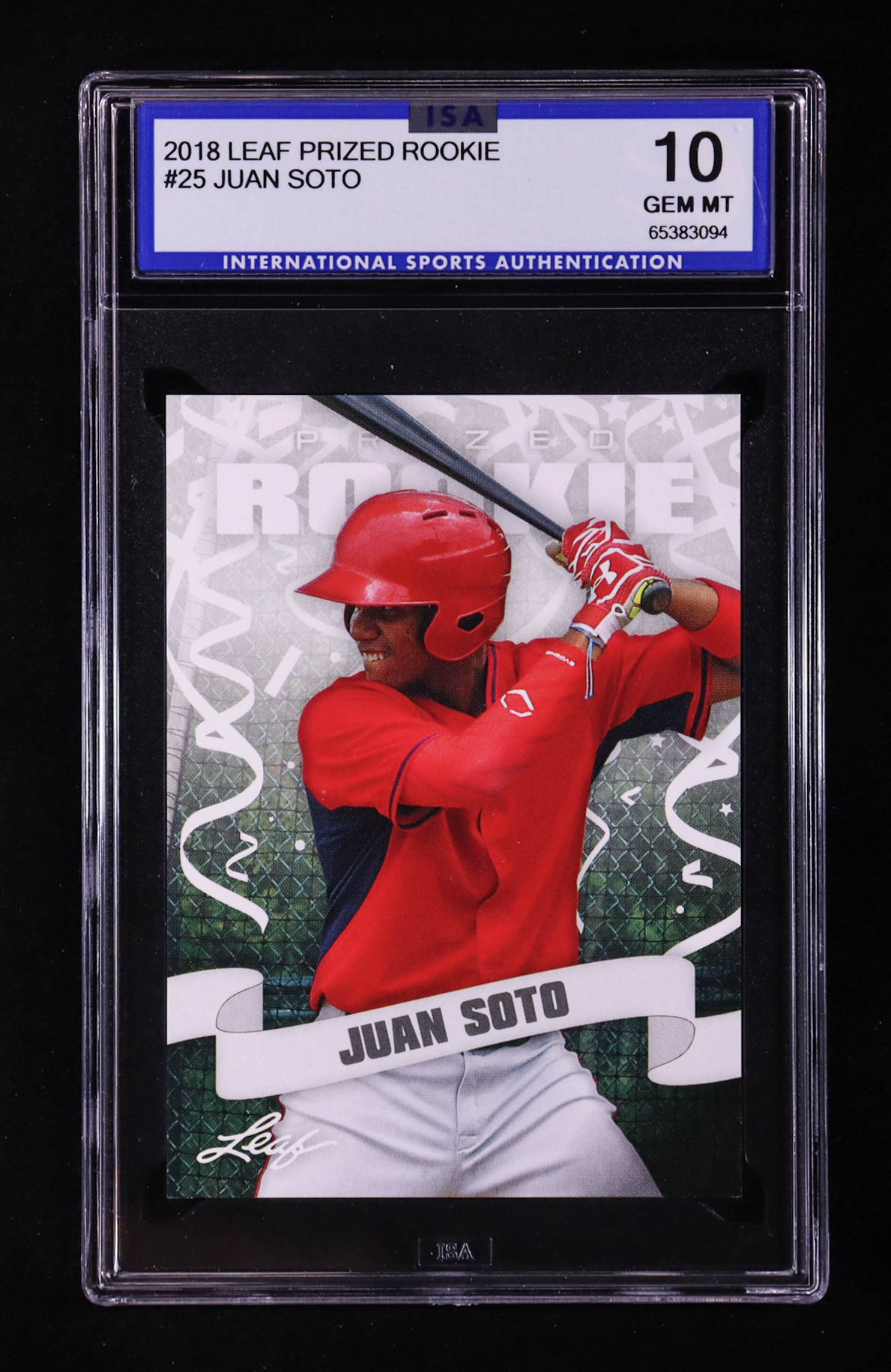 Juan Soto 2018 Leaf Prized Rookie #25 RC (ISA 10) at PristineAuction.com Juan Soto 2018 Leaf Prized Rookie #25 RC (ISA 10) at PristineAuction.com