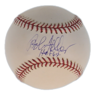 Bob Feller Signed OML Baseball Inscribed "HOF 62" (Beckett) at PristineAuction.com Bob Feller Signed OML Baseball Inscribed "HOF 62" (Beckett) at PristineAuction.com