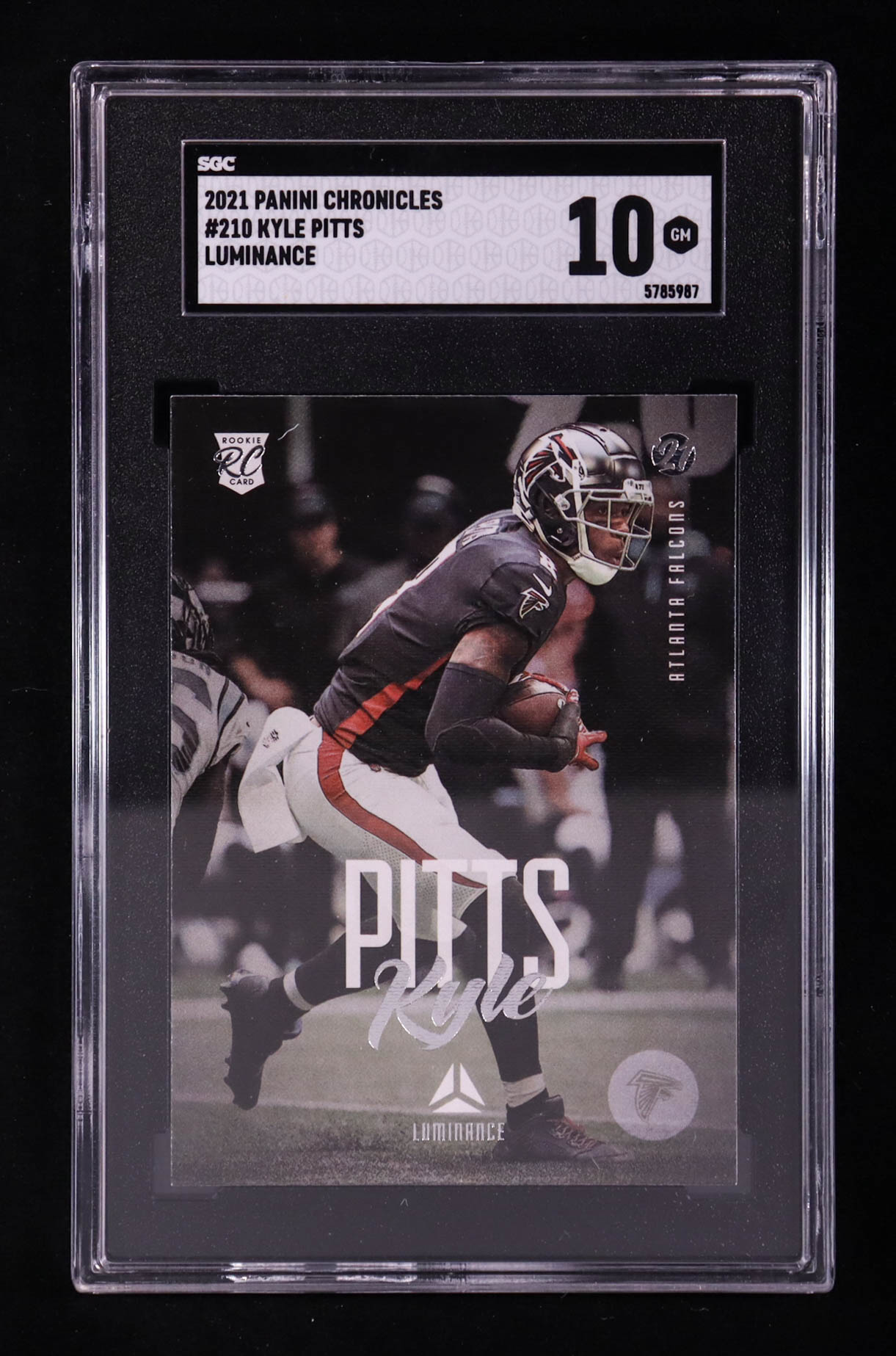 Kyle Pitts 2021 Panini Chronicles Luminance Update Rookies #210 RC (SGC 10) at PristineAuction.com Kyle Pitts 2021 Panini Chronicles Luminance Update Rookies #210 RC (SGC 10) at PristineAuction.com