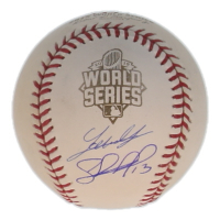 Salvador Perez & Johnny Cueto Signed 2015 World Series Logo Baseball (Beckett & JSA) at PristineAuction.com
