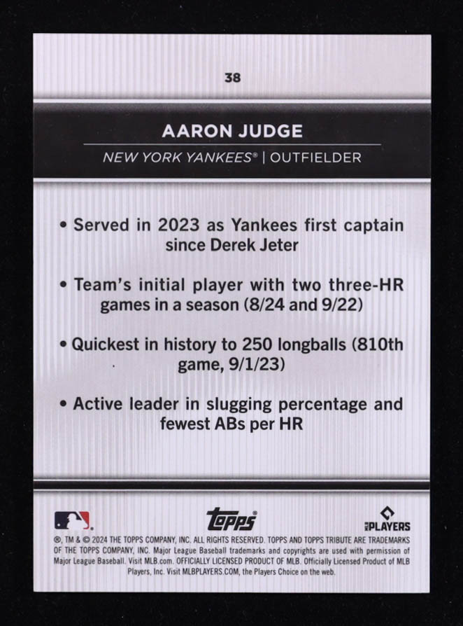 Aaron Judge 2024 Topps Tribute Green #38 #60/99 at PristineAuction.com Aaron Judge 2024 Topps Tribute Green #38 #60/99 at PristineAuction.com