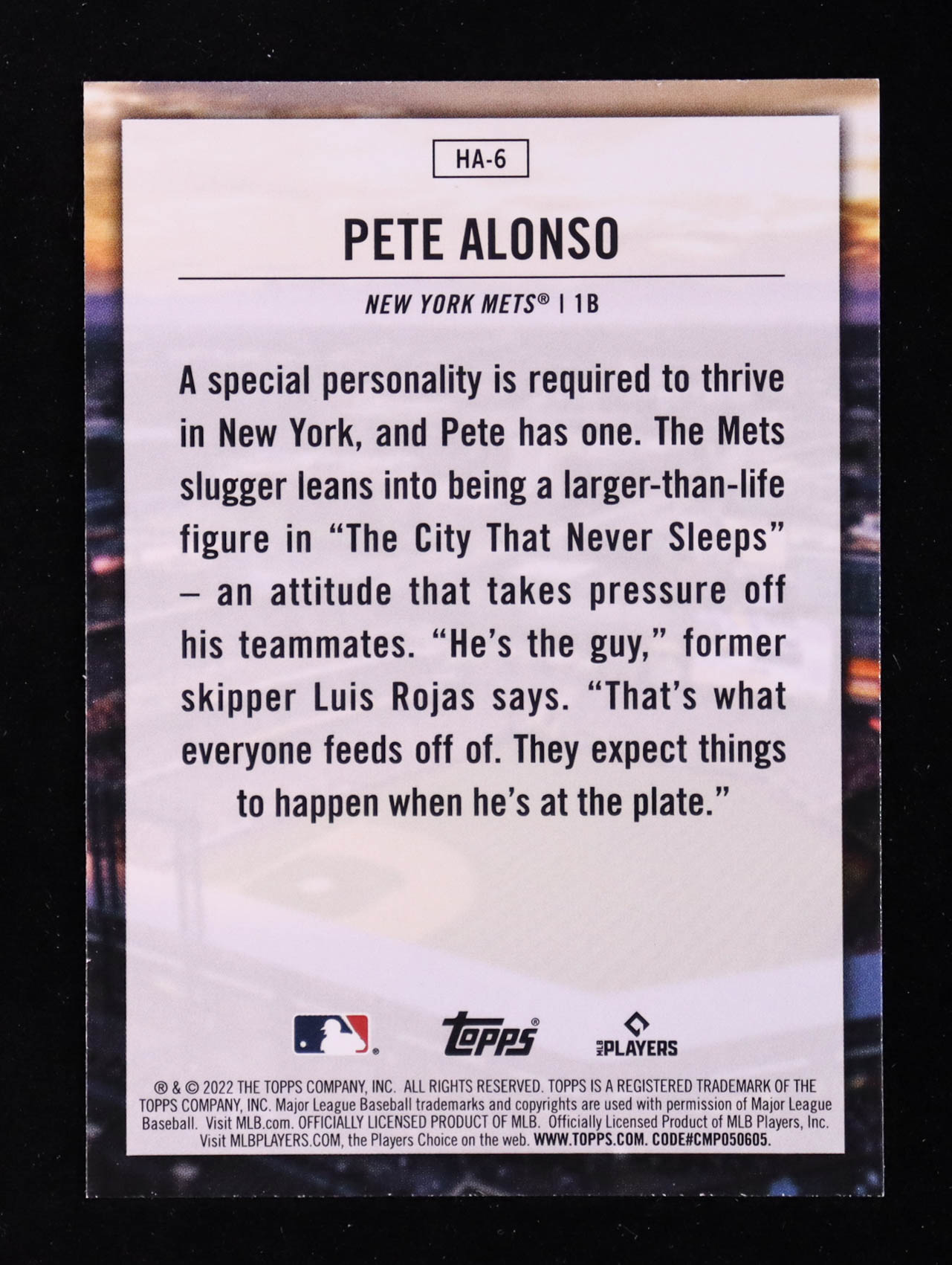 Pete Alonso 2022 Topps Home Field Advantage #HA6 at PristineAuction.com Pete Alonso 2022 Topps Home Field Advantage #HA6 at PristineAuction.com