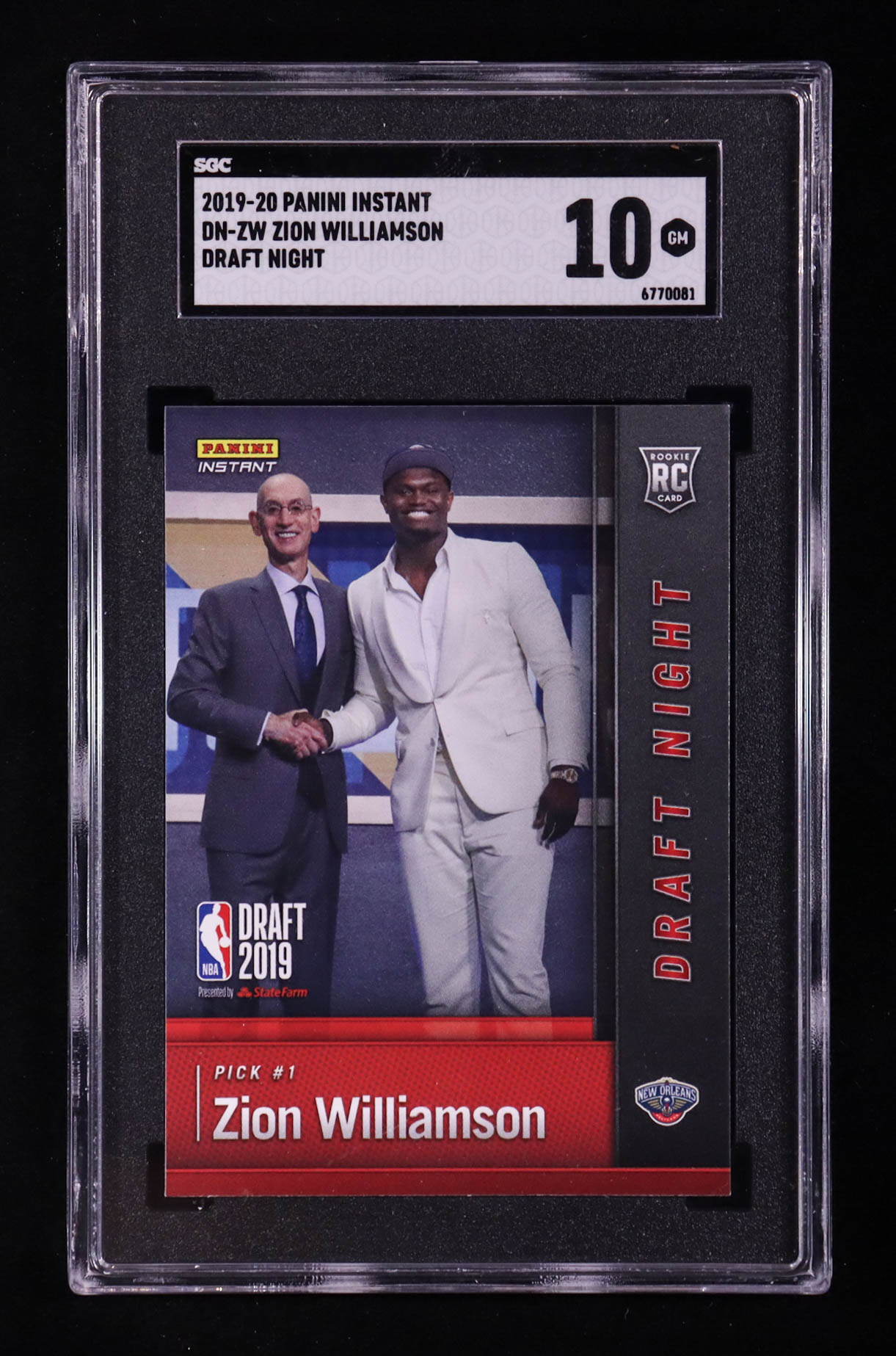 Zion Williamson 2019-20 Panini Instant Draft Night #DNZW RC (SGC 10) at PristineAuction.com Zion Williamson 2019-20 Panini Instant Draft Night #DNZW RC (SGC 10) at PristineAuction.com