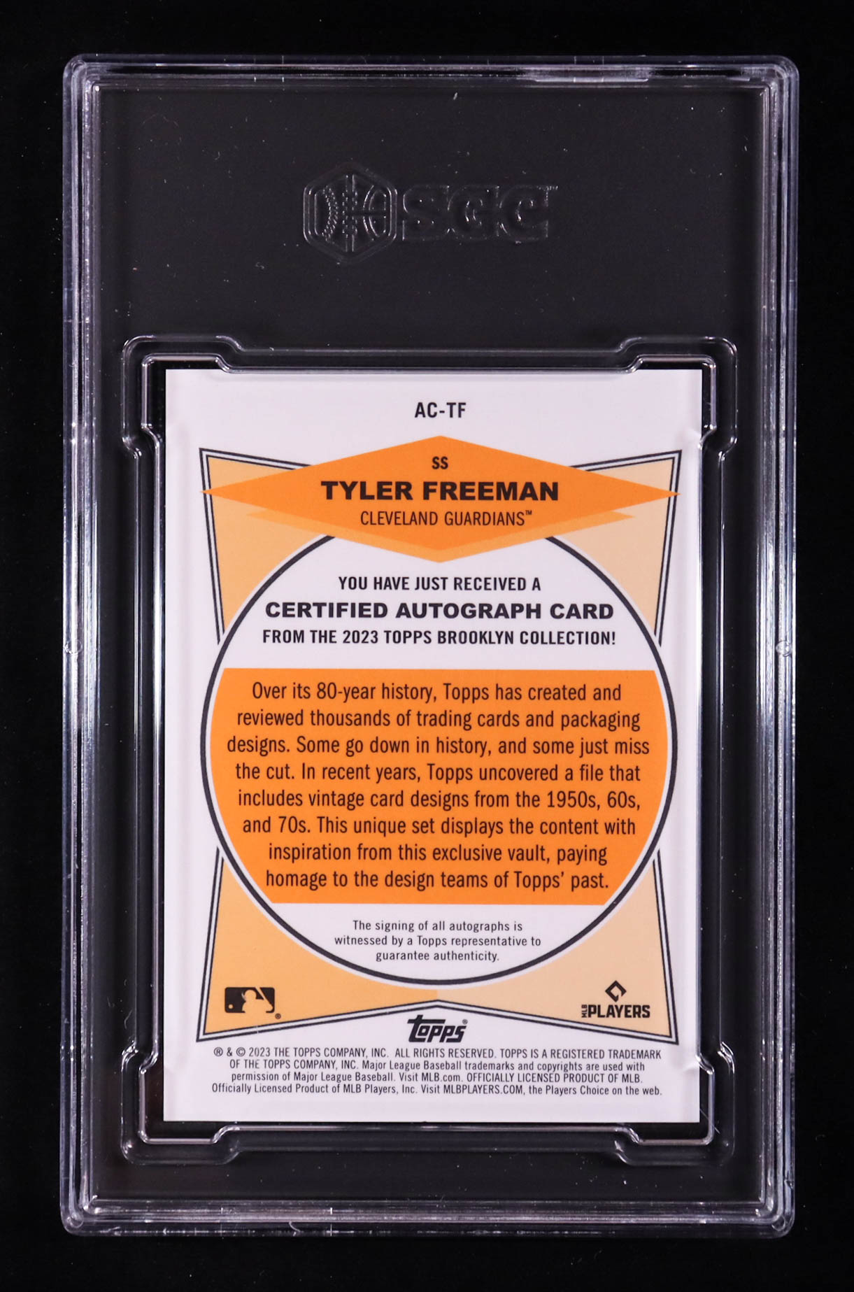 Tyler Freeman 2023 Topps Brooklyn Collection Autographs Blue #ACTF #14/30 RC (SGC 10 | Auto 10) at PristineAuction.com Tyler Freeman 2023 Topps Brooklyn Collection Autographs Blue #ACTF #14/30 RC (SGC 10 | Auto 10) at PristineAuction.com