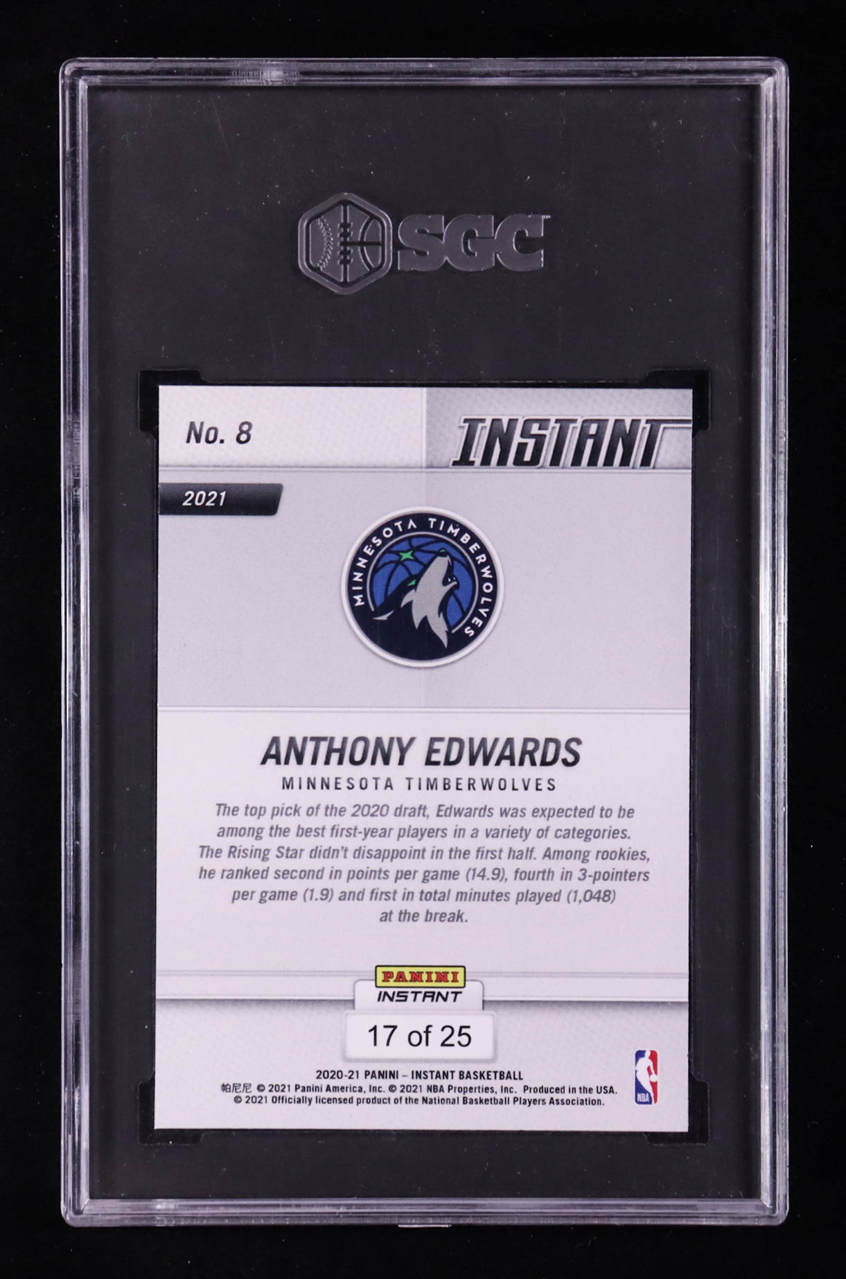 Anthony Edwards 2020-21 Panini Instant Rising Stars #8 RC (SGC 10) at PristineAuction.com Anthony Edwards 2020-21 Panini Instant Rising Stars #8 RC (SGC 10) at PristineAuction.com