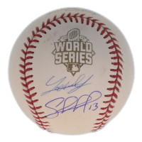 Salvador Perez & Johnny Cueto Signed 2015 World Series Logo Baseball (Beckett & JSA) at PristineAuction.com